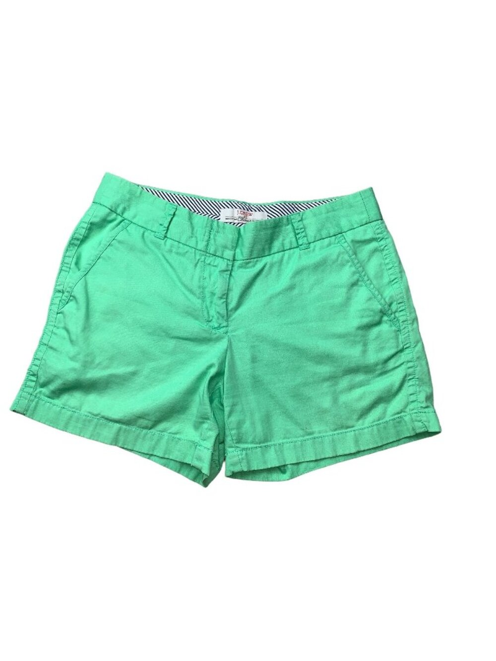 J. Crew Womens Green Chino Shorts Size 2 100% Cotton Casual Lightweight Summer W